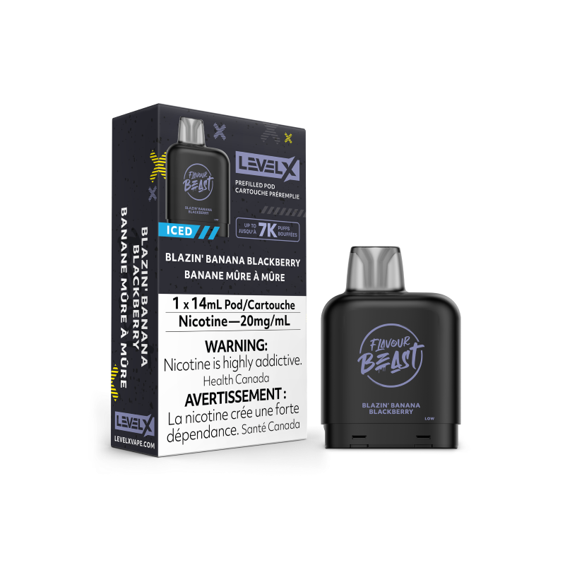 Flavour Beast LEVEL X Pods 14mL - BLAZIN BANANA BLACKBERRY ICED