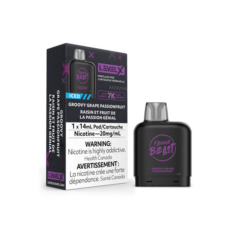 Flavour Beast LEVEL X Pods 14mL - GROOVY GRAPE PASSIONFRUIT ICED