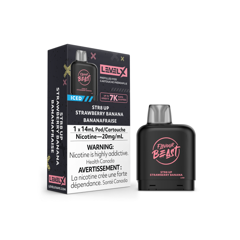 Flavour Beast LEVEL X Pods 14mL - STR8 UP STRAWBERRY BANANA ICED