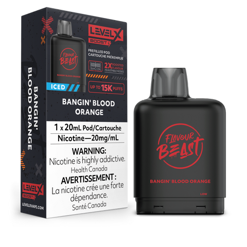 Flavour Beast Level X BOOST Pods 20ml - BANGIN BLOOD ORANGE