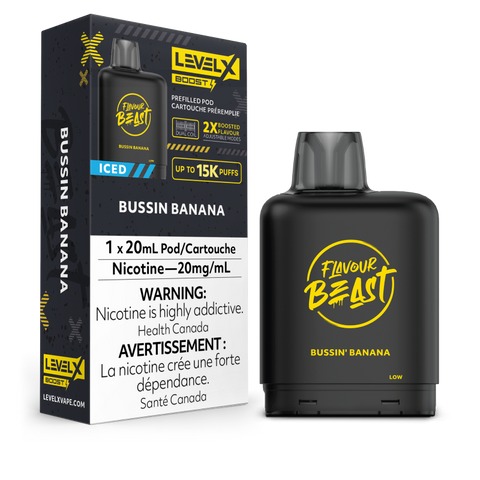 Flavour Beast Level X BOOST Pods 20ml - BUSSIN BANANA