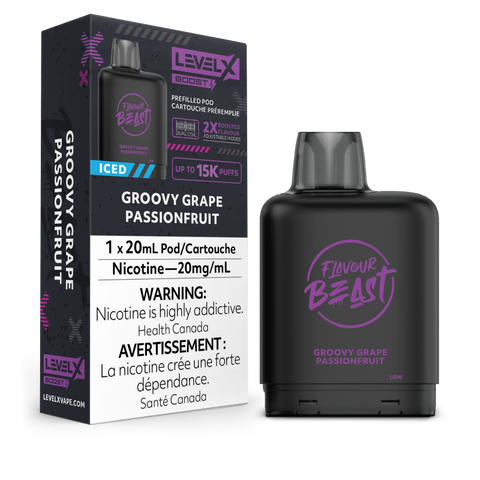 Flavour Beast Level X BOOST Pods 20ml - GROOVY GRAPE PASSIONFRUIT