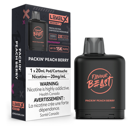 Flavour Beast Level X BOOST Pods 20ml - PACKIN PEACH BERRY