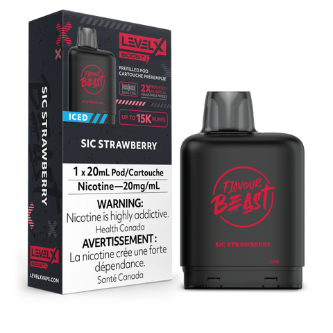 Flavour Beast Level X BOOST Pods 20ml - SIC STRAWBERRY