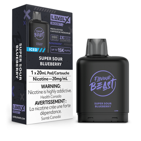 Flavour Beast Level X BOOST Pods 20ml - SUPER SOUR BLUEBERRY